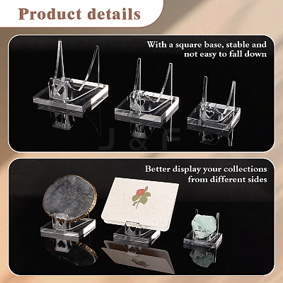 3Pcs 3 Styles Square Acrylic Base Display Easel Stands ODIS-GA0001-60-1