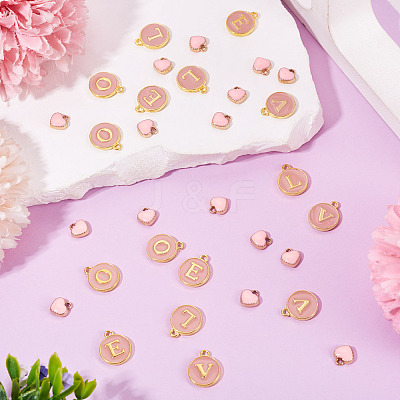 32Pcs 5 Styles Golden Plated Alloy Enamel Charms ENAM-TA0003-13A-1