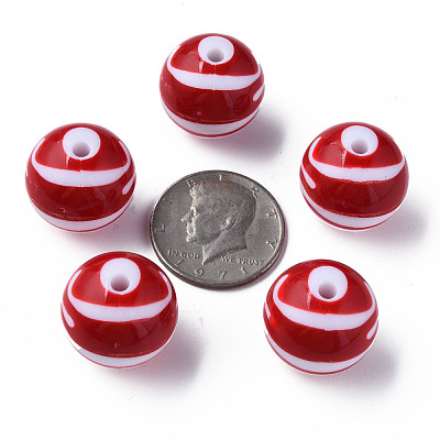 Opaque Striped Acrylic Beads MACR-S373-27C-01-1