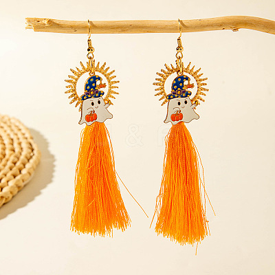 Halloween Alloy & Enamel & Cotton Cord Tassel Dangle Earrings FS-WGA02EE-30-1