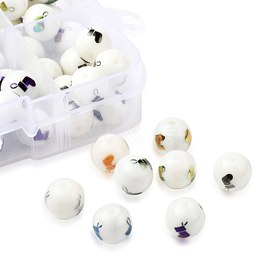 80Pcs 8 Colors Christmas Opaque Glass Beads EGLA-YW0001-05-1