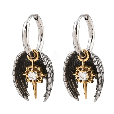 316 Surgical Stainless Wing Hoop Earrings EJEW-C160-12AS-01-1