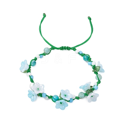 Flower Natural Hemimorphite Braided Bracelets for Women BJEW-TA00625-02-1