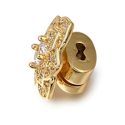 Brass Micro Pave Clear Cubic Zirconia Slide Charms CU-CBA4292-01G-1