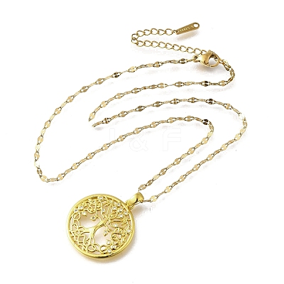 Brass Micro Pave Clear Cubic Zirconia Tree of Life Pendants NJEW-H066-01C-G-1