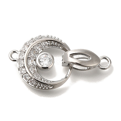 Brass Micro Pave Clear Cubic Zirconia Fold Over Clasps KK-K389-127P-1