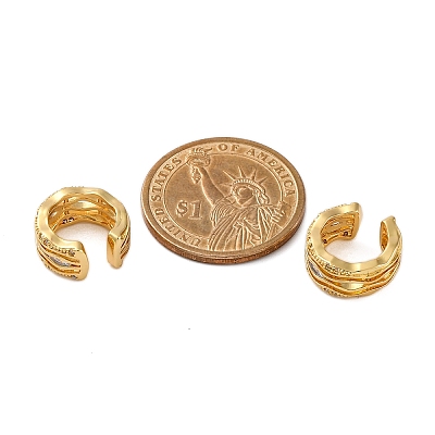 Rack Plating Brass Micro Pave Clear Cubic Zirconia Cuff Earrings for Women EJEW-C125-24G-G-1