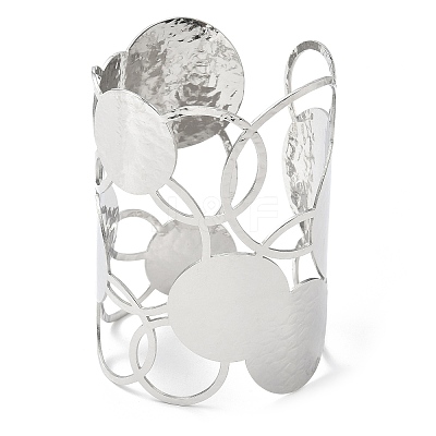 304 Stainless Steel Cuff Bangles for Women BJEW-V006-01B-P-1