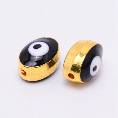 Double-Sided Enamel Alloy Beads ENAM-WH0049-40G-05-RS-1