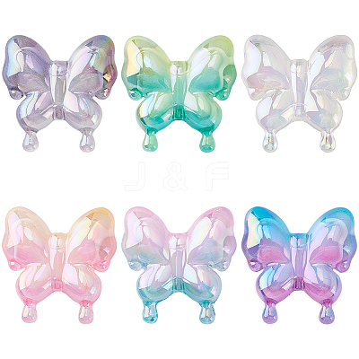 12Pcs 6 Colors UV Plating Transparent Acrylic Beads MACR-PA0001-54-1