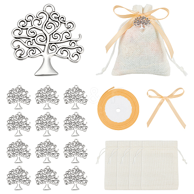 30Pcs Polyester Imitation Burlap Packing Pouches Drawstring Bags ABAG-PH0001-58-1
