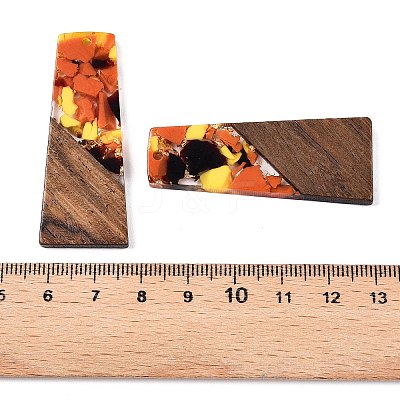 Opaque Resin & Walnut Wood Pendants RESI-T058-04J-1