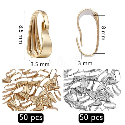 100Pcs 2 Colour 304 Stainless Steel Snap on Bails STAS-SZ0001-92-1
