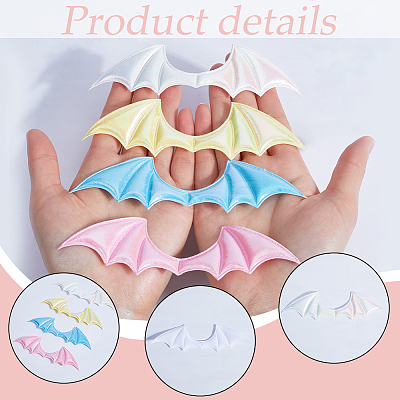 Demon Wing Rainbow Iridescent PU Leather Ornament Accessories DIY-WH0308-457A-1