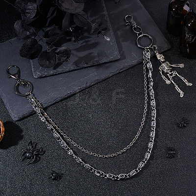 1Pc Alloy Skeleton Charm Double Layer Chains for Jeans Pants AJEW-DC0002-13-1