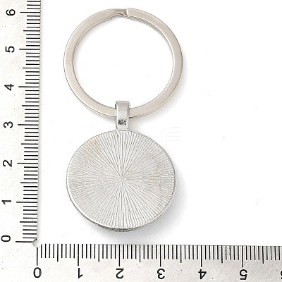 Half Round/Dome Alloy & Glass Pendant Keychain KEYC-D020-01P-03-1