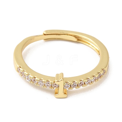 Rack Plating Brass Clear Cubic Zirconia Number 1 Adjustable Rings for Women RJEW-S407-09G-01-1