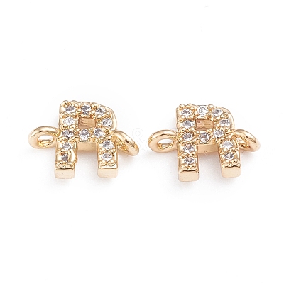 Brass Micro Pave Cubic Zirconia Letter Links X-ZIRC-I042-16G-R-1