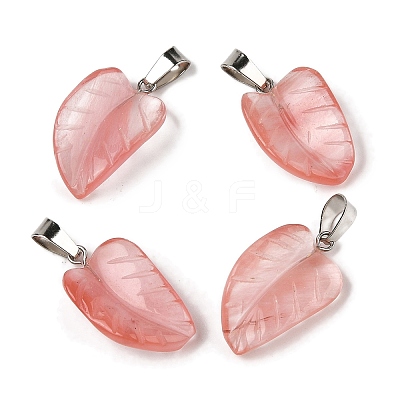 Cherry Quartz Glass Pendants G-B127-01P-07-1