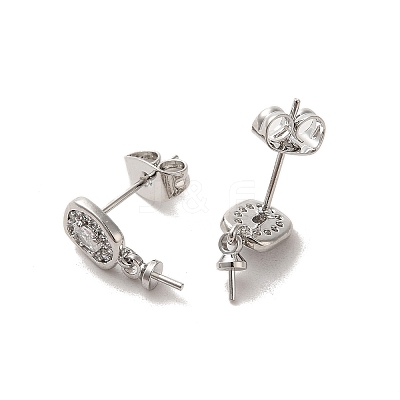 Brass Micro Pave Cubic Zirconia Studs Earrings Findings EJEW-H128-05P-1