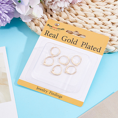 10Pcs Brass Cubic Zirconia Leverback Earring Findings KK-BBC0024-28-1