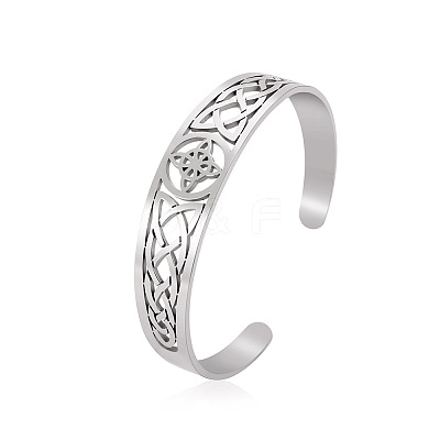 Witch Knot Hollow Out 304 Stainless Steel Cuff Bangles for Women FS-WG44EC4-01-1