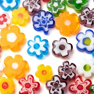 8 Colors Handmade Millefiori Glass Bead Strands LAMP-LS0001-13-1
