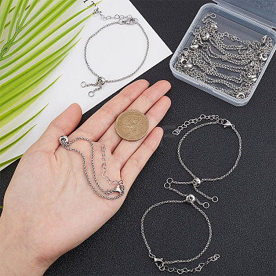 12Pcs 304 Stainless Steel Rolo Chain Slider Bracelet/Bolo Bracelets Making MAK-UN0001-19-1