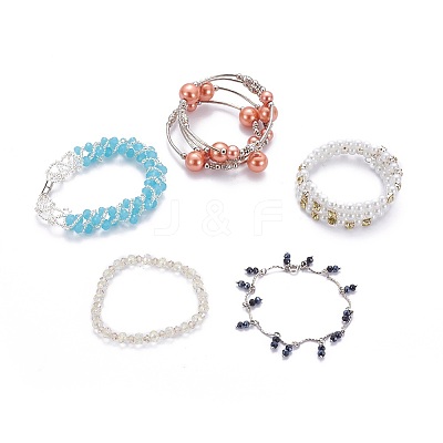 Glass Beads Bracelets BJEW-MSMC002-29-1