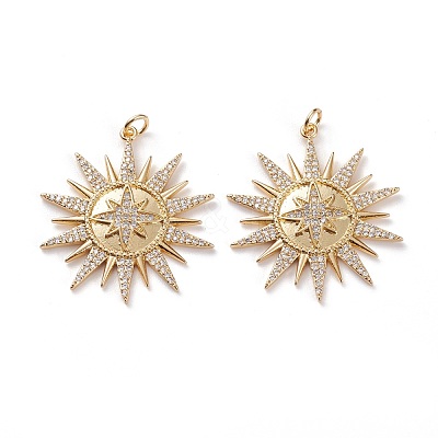 Brass Micro Pave Clear Cubic Zirconia Pendants KK-C100-19G-G-1