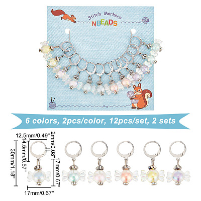 Candy Transparent Acrylic Pendant Stitch Markers HJEW-AB00323-1