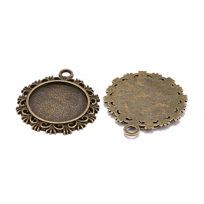 Vintage Flat Round Alloy Pendant Cabochon Settings LS-PALLOY-N0088-66AB-NF-1