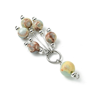 6Pcs 6 Styles Mixed Stone Round Tassel Big Pendants PALLOY-JF03281-1