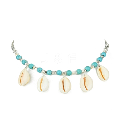 Natural Shell Bib Necklace NJEW-TA00116-1