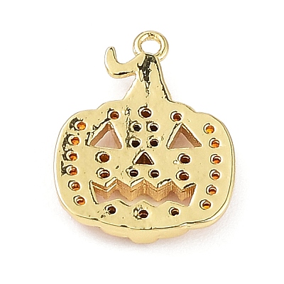 Rack Plating Brass Orange Cubic Zirconia Pendants KK-D031-03G-1