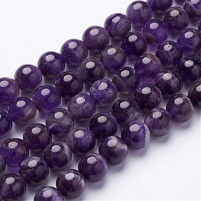 15 inch Round Natural Amethyst Beads Strands GSR12mmC062-1