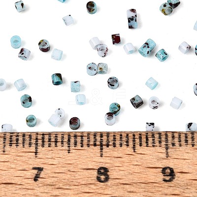 Spray Painted Picasso Cylinder Glass Seed Beads GLAA-T028-12A-07-1