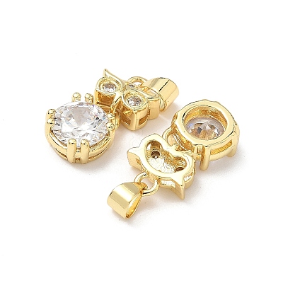 Brass Micro Pave Cubic Zirconia Pendants KK-Q068-03G-1