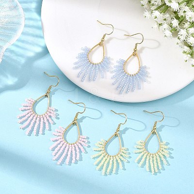 Stainless Steel with Glass Seed Beads Dangle Earrings EJEW-MZ00826-1