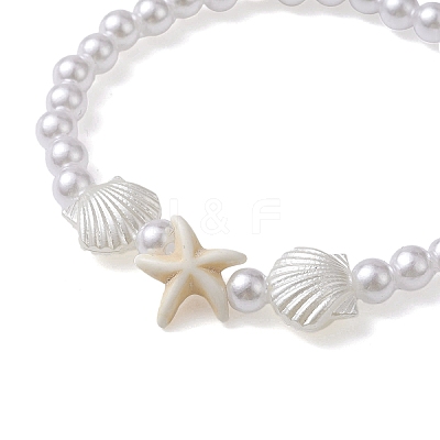 ABS Plastic Imitation Pearl Beaded Stretch Bracelet BJEW-JB10104-03-1