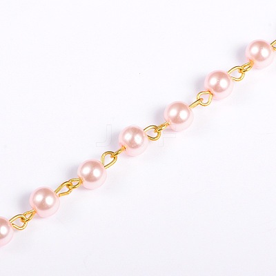 Handmade Round Glass Pearl Beads Chains for Necklaces Bracelets Making AJEW-JB00036-04-1