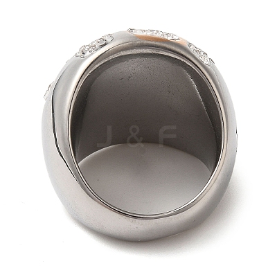 Ion Plating(IP) 304 Stainless Steel Natural Polymer Clay Rhinestone Flower Finger Rings RJEW-Z054-10P-02-1