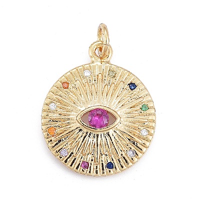 Brass Micro Pave Cubic Zirconia Pendants X-KK-O126-04G-02-1