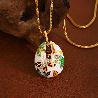 Alloy Enamel Pendant Necklaces for Women WG68034-01-1