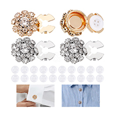 Brass Rhinestone Cufflinks & Acrylic Shirt Buttons Sets BUTT-PH0001-47-1