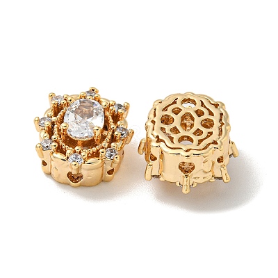 Brass Micro Pave Cubic Zirconia Beads KK-K378-06G-1