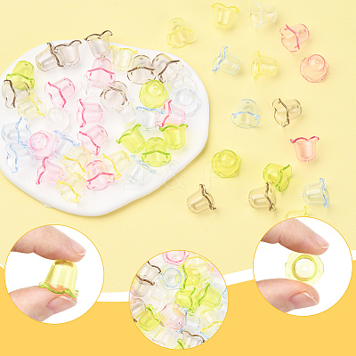 120Pcs 6 Colors Transparent Acrylic Bead Caps TACR-SC0001-51-1