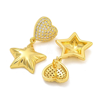 Rack Plating Brass Micro Pave Clear Cubic Zirconia Stud Earrings EJEW-I313-15A-G-1