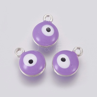 Double-sided Platinum Plated Alloy Enamel Charms ENAM-WH0046-B07-1