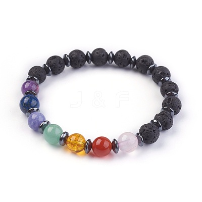 Natural Mixed Stone Stretch Bracelets BJEW-JB03945-02-1
